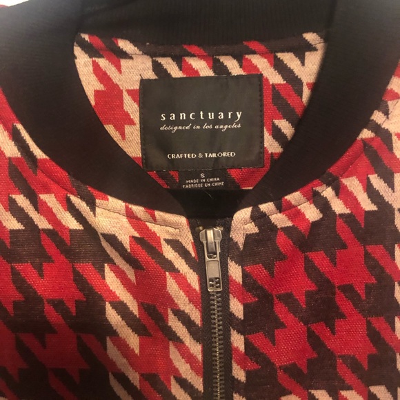 🍭Sanctuary Red Houndstooth long zipper soft jacket small - Picture 4 of 4
